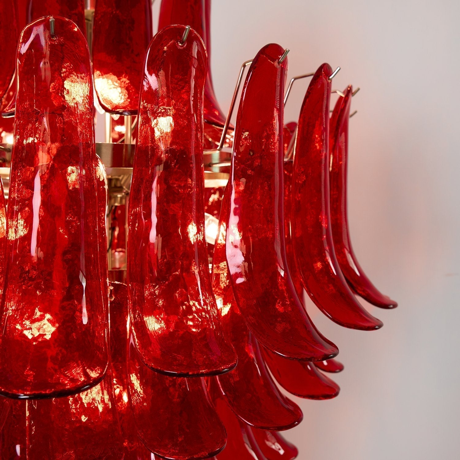 Aurora Chandelier Crimson Murano Petals Bold Art Glass - Neutralighting