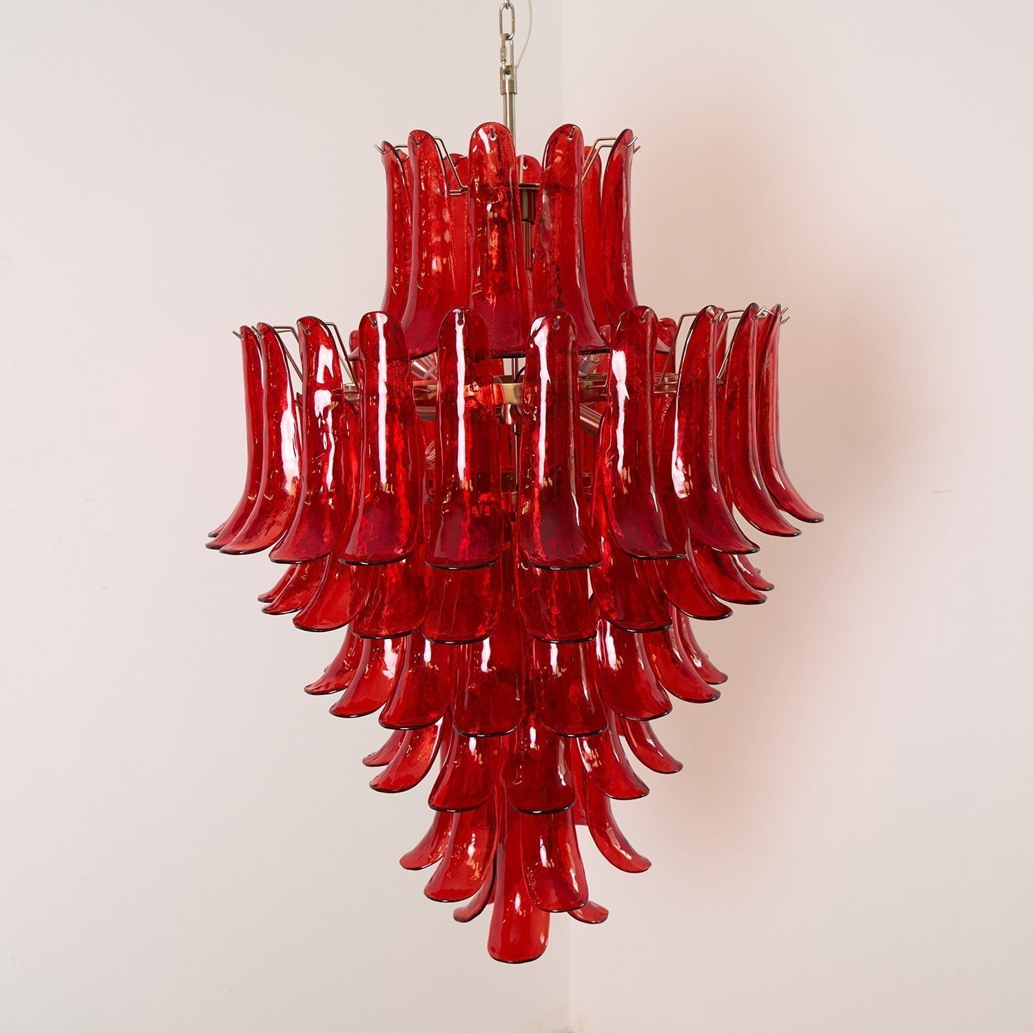 Aurora Chandelier Crimson Murano Petals Bold Art Glass - Neutralighting