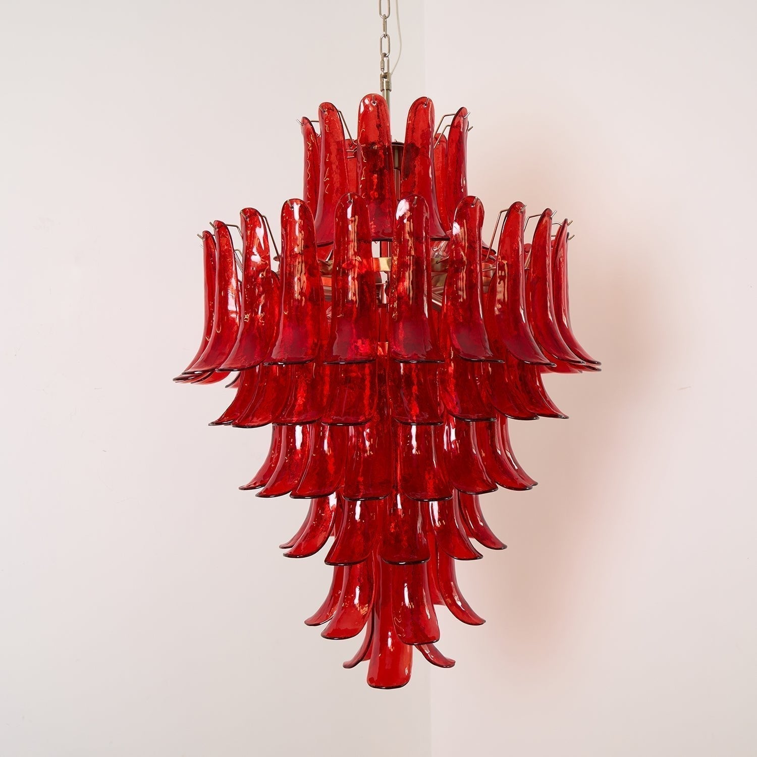 Aurora Chandelier Crimson Murano Petals Bold Art Glass - Neutralighting