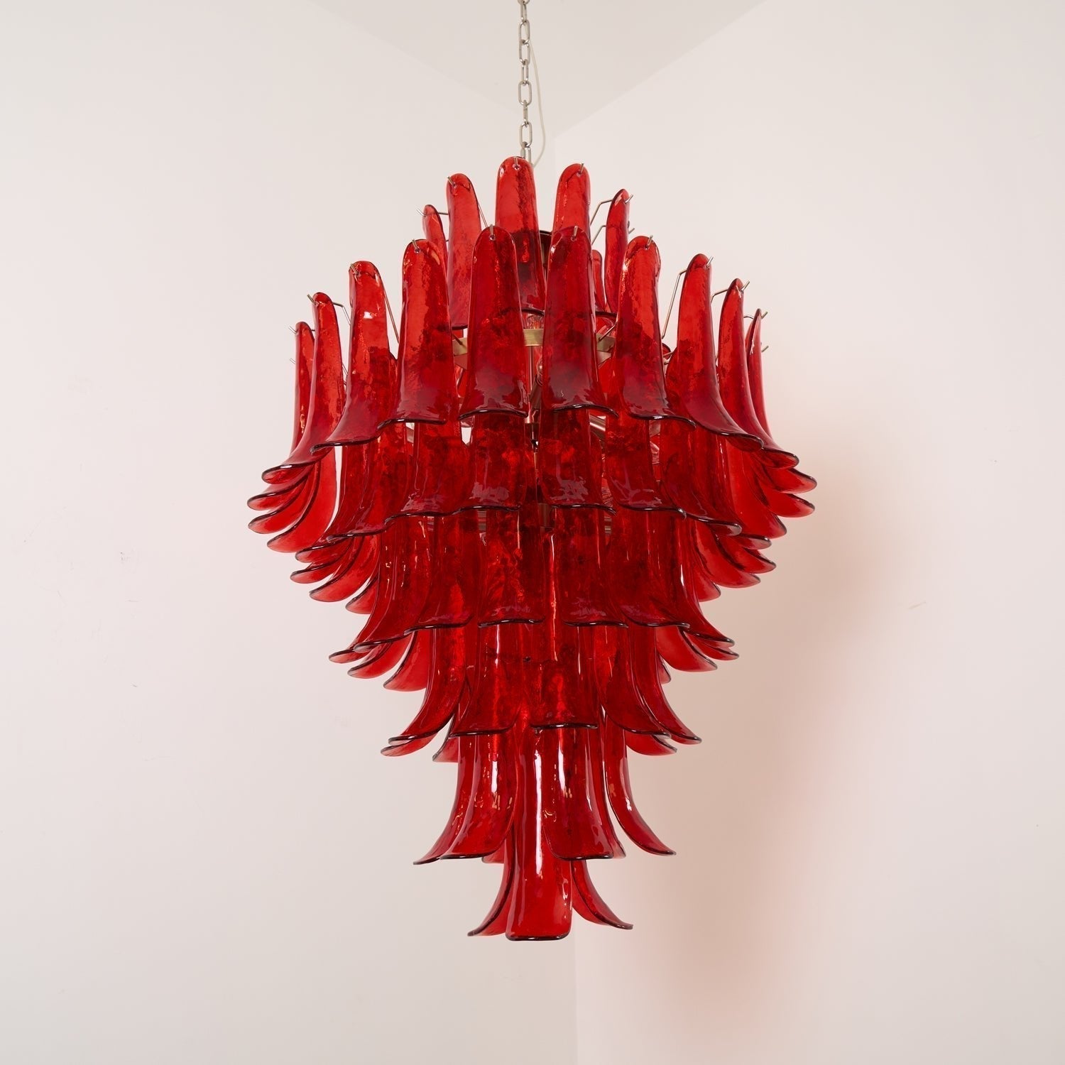 Aurora Chandelier Crimson Murano Petals Bold Art Glass - Neutralighting