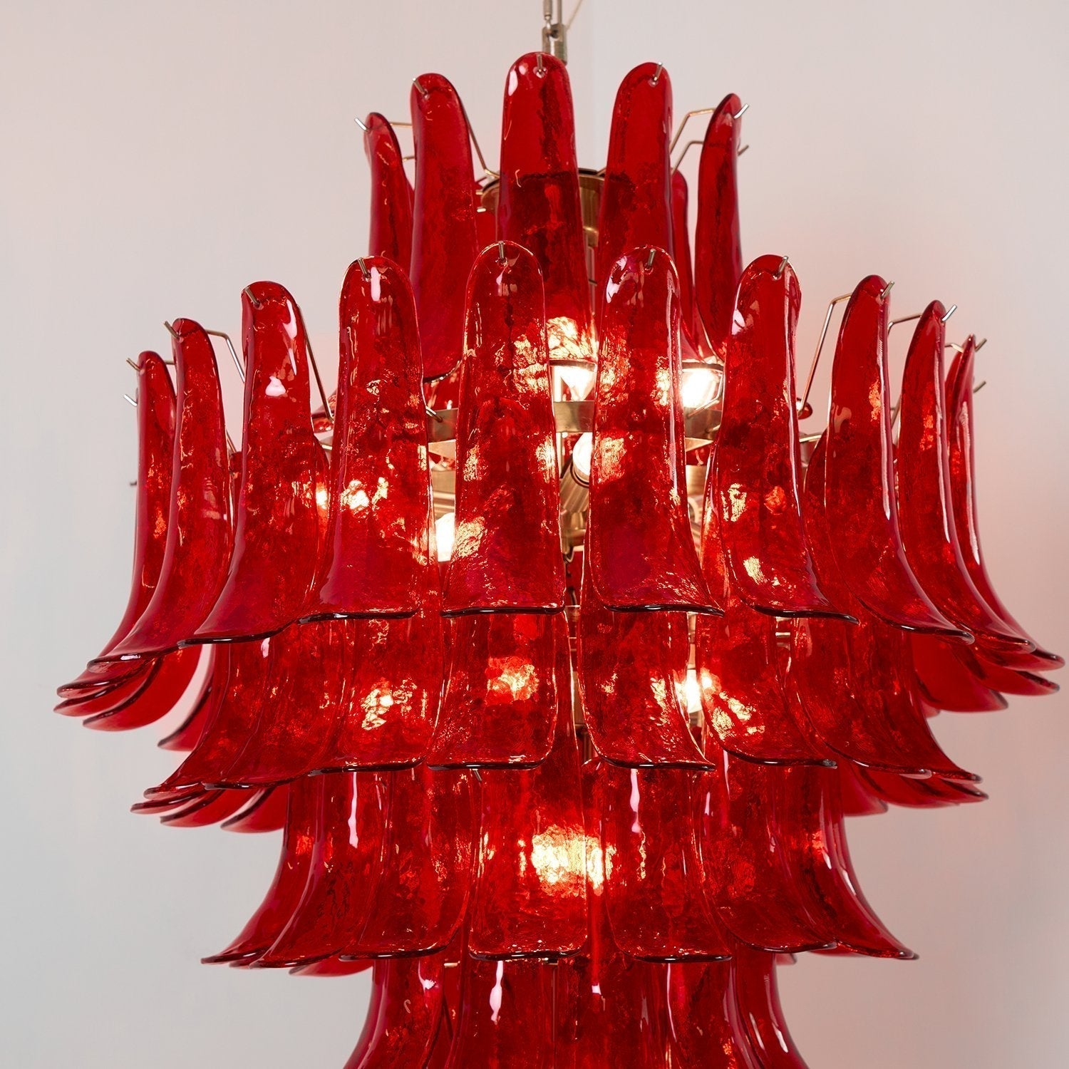 Aurora Chandelier Crimson Murano Petals Bold Art Glass - Neutralighting