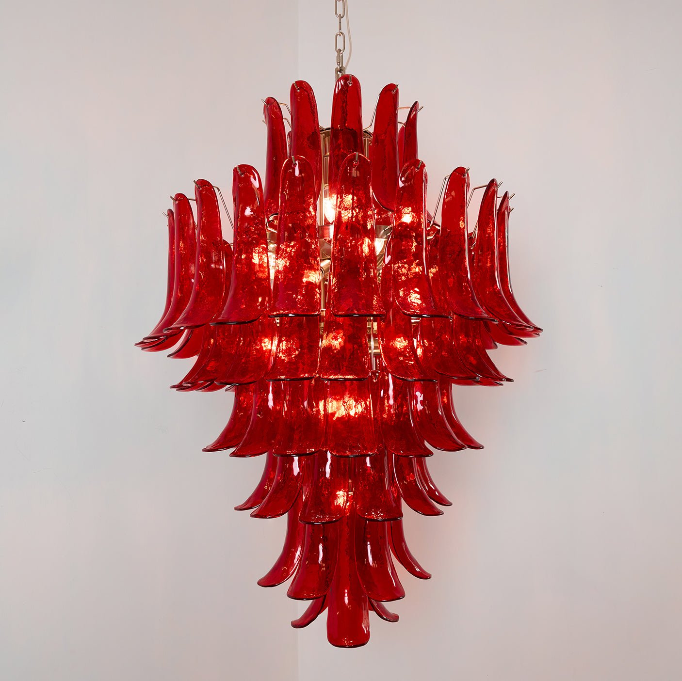 Aurora Chandelier Crimson Murano Petals Bold Art Glass - Neutralighting