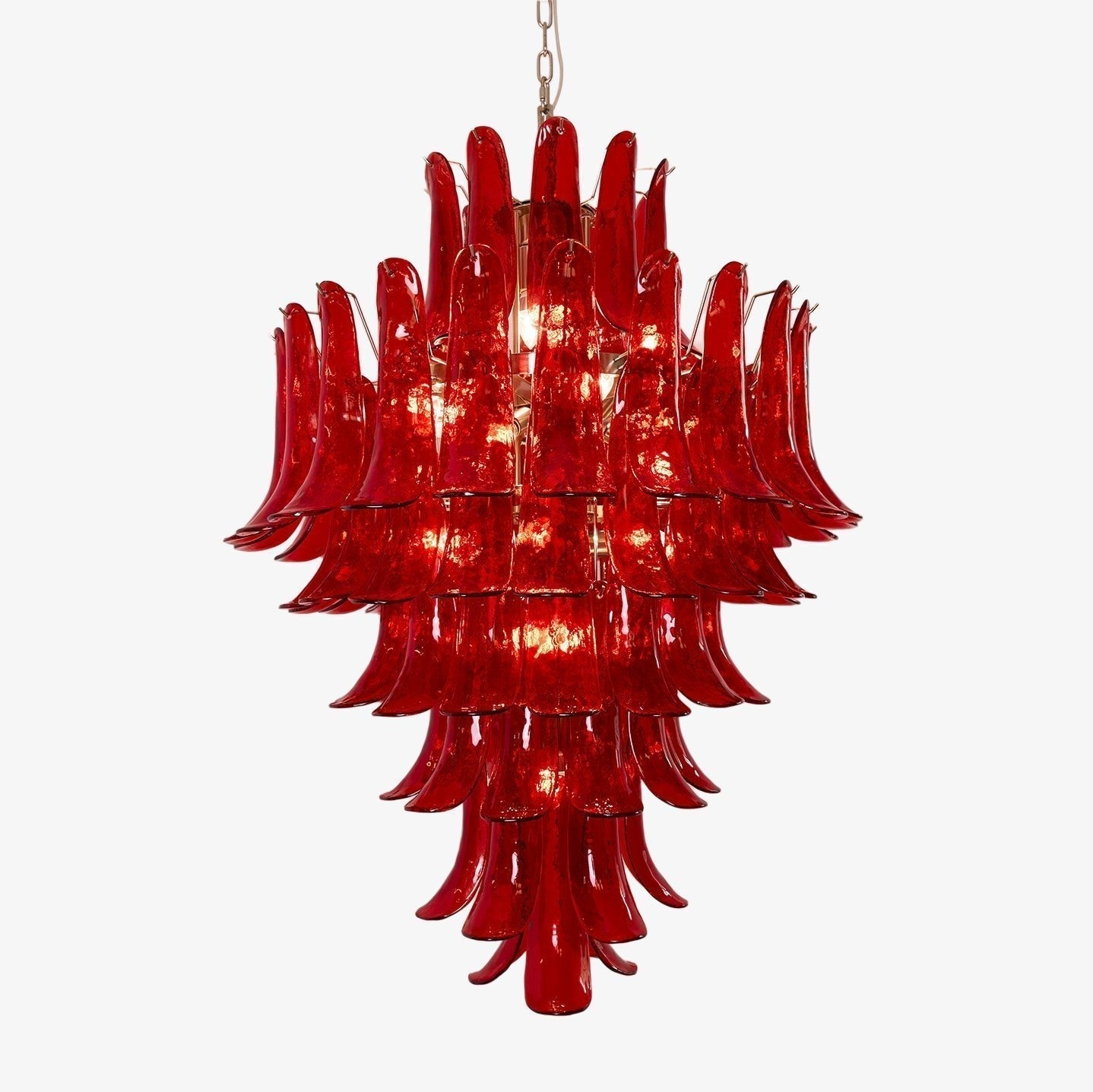 Aurora Chandelier Crimson Murano Petals Bold Art Glass - Neutralighting