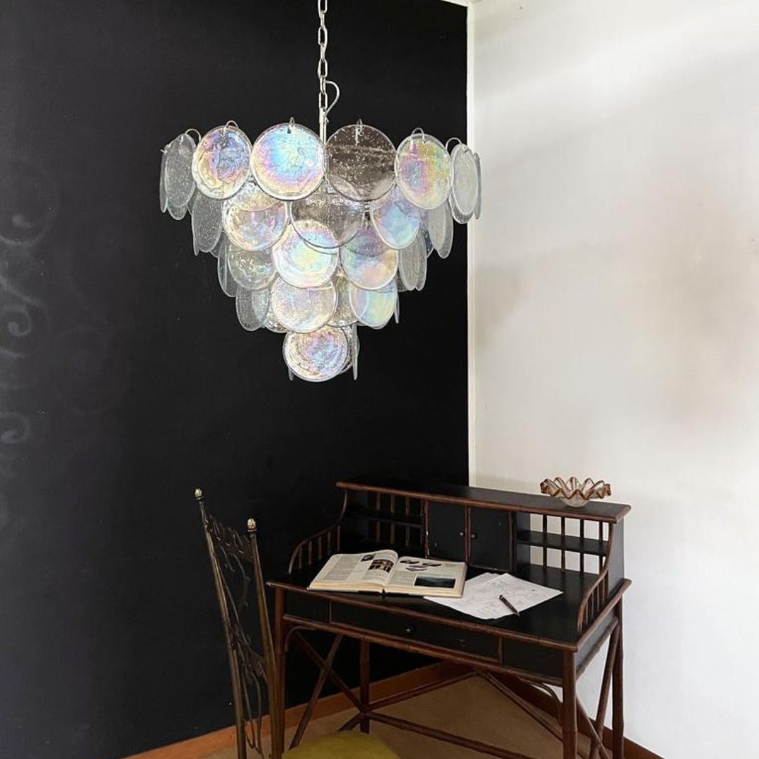 Aurora Chandelier Iridescent Murano Glass Disc - Neutralighting