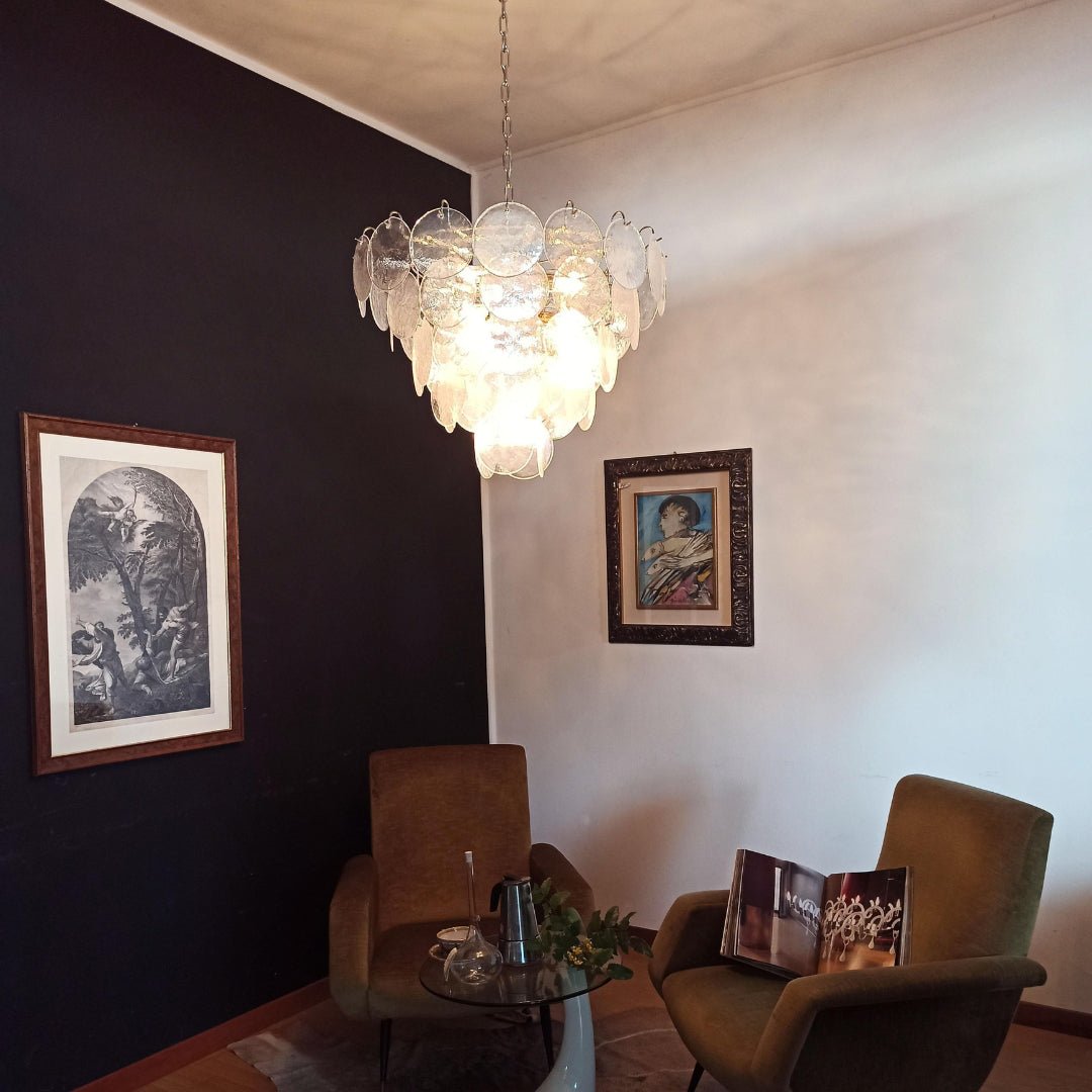 Aurora Chandelier Iridescent Murano Glass Disc - Neutralighting