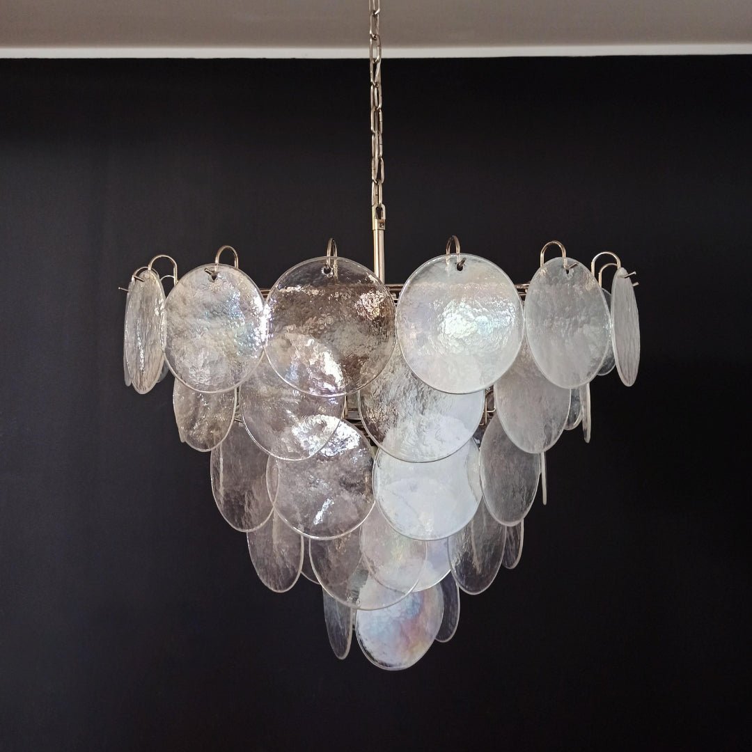Aurora Chandelier Iridescent Murano Glass Disc - Neutralighting