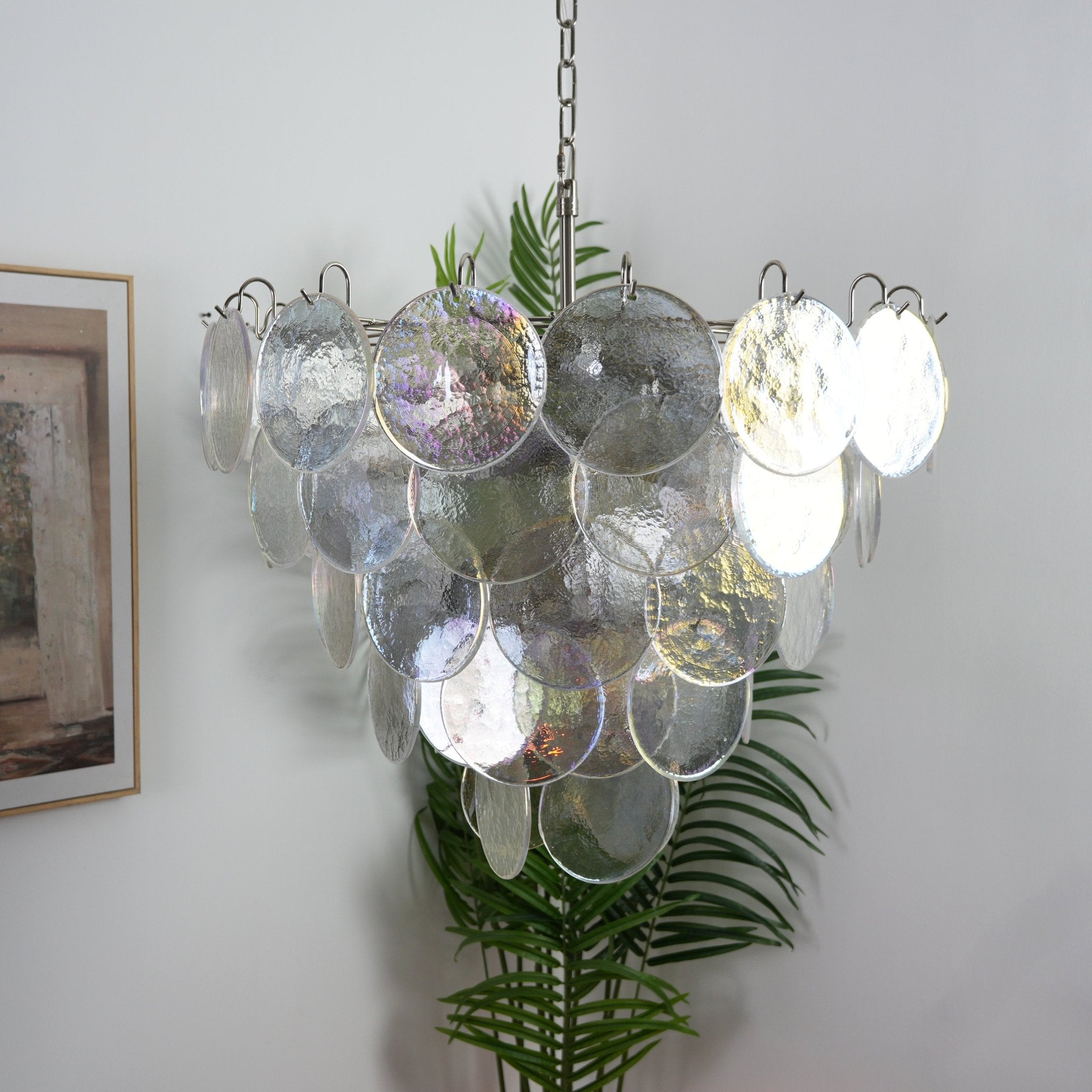 Aurora Chandelier Iridescent Murano Glass Disc - Neutralighting