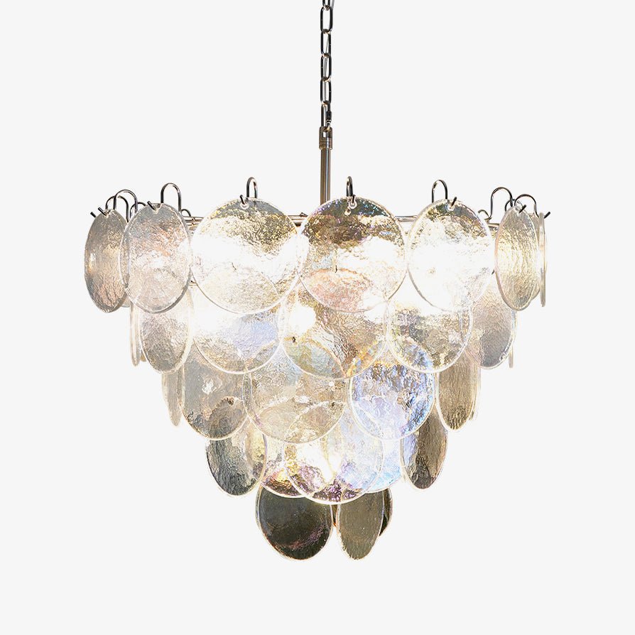 Aurora Chandelier Iridescent Murano Glass Disc - Neutralighting