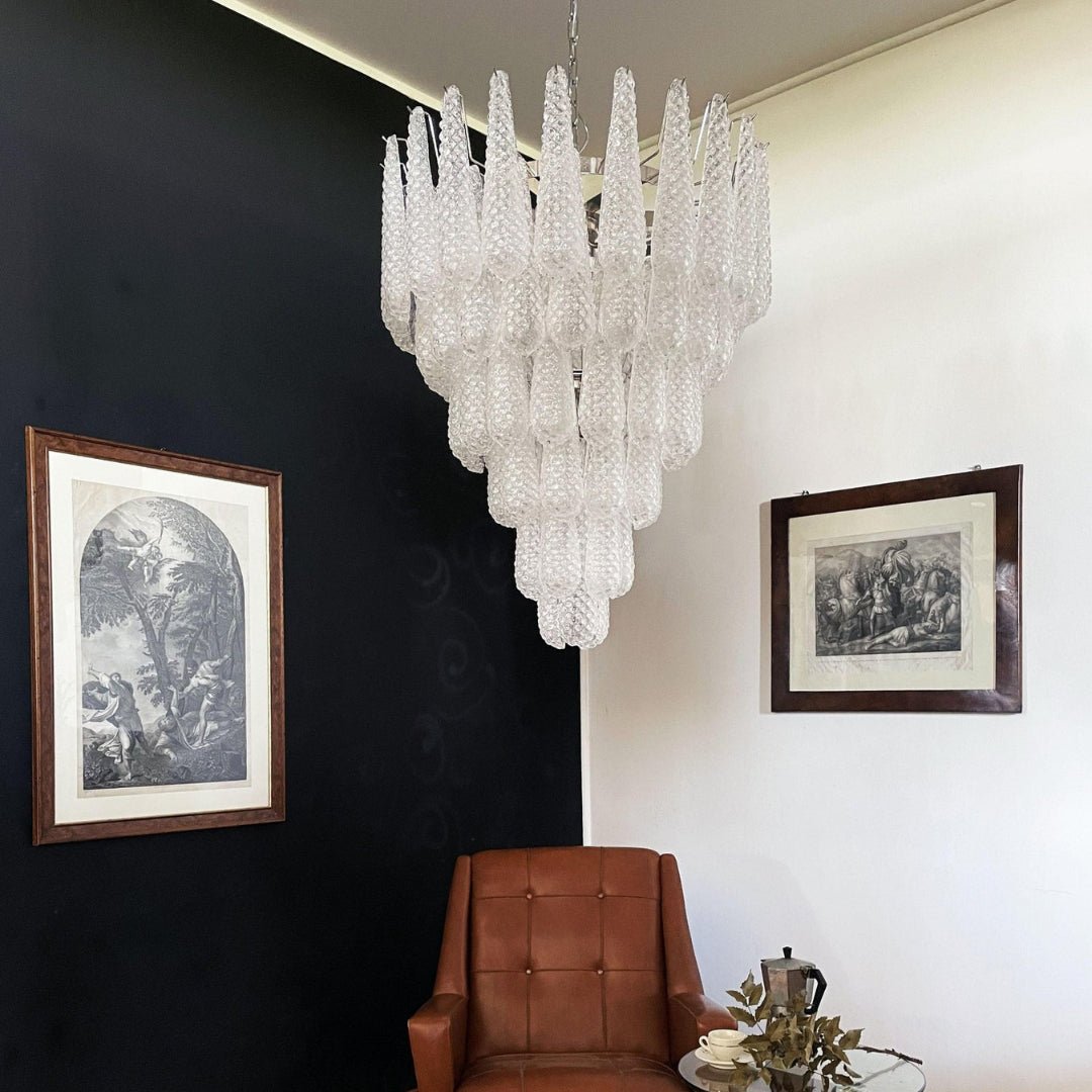 Aurora Chandelier Clear Murano Glass Dewdrop Layered - Neutralighting