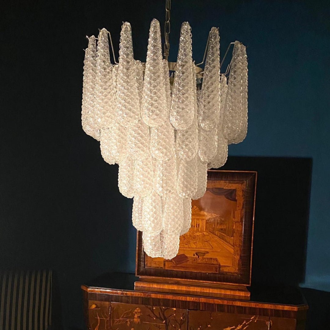 Aurora Chandelier Clear Murano Glass Dewdrop Layered - Neutralighting