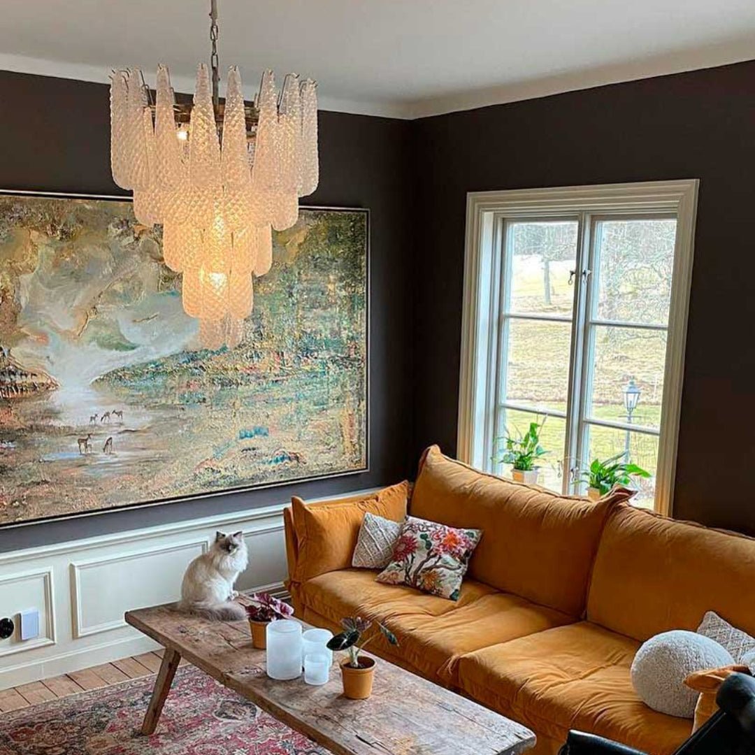 Aurora Chandelier Clear Murano Glass Dewdrop Layered - Neutralighting