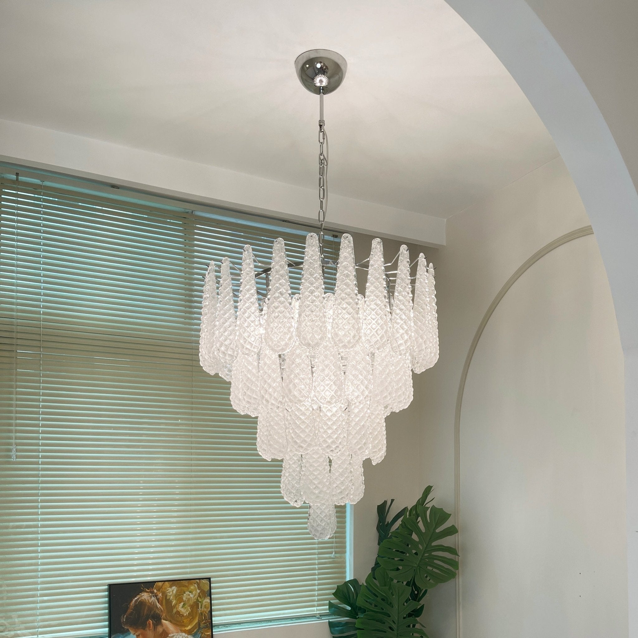 Aurora Chandelier Clear Murano Glass Dewdrop Layered - Neutralighting
