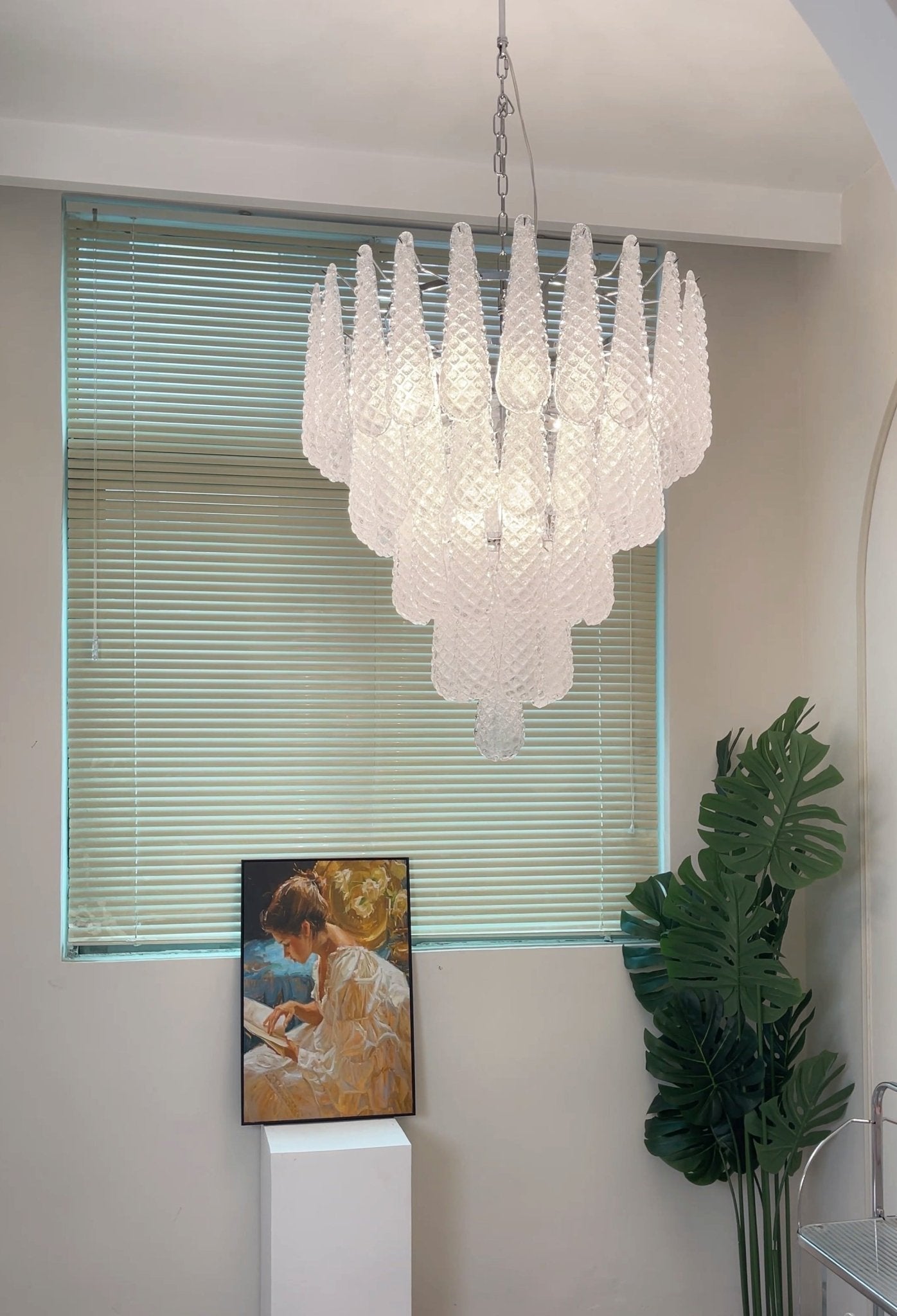 Aurora Chandelier Clear Murano Glass Dewdrop Layered - Neutralighting