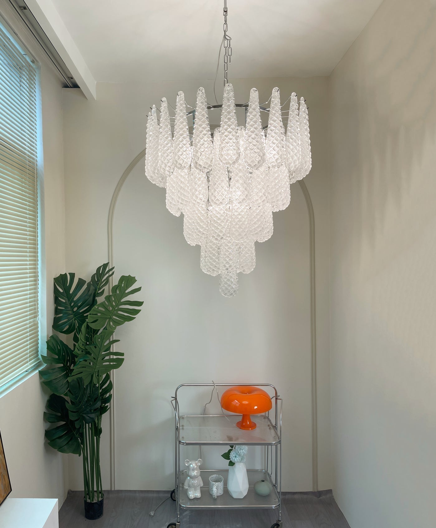 Aurora Chandelier Clear Murano Glass Dewdrop Layered - Neutralighting