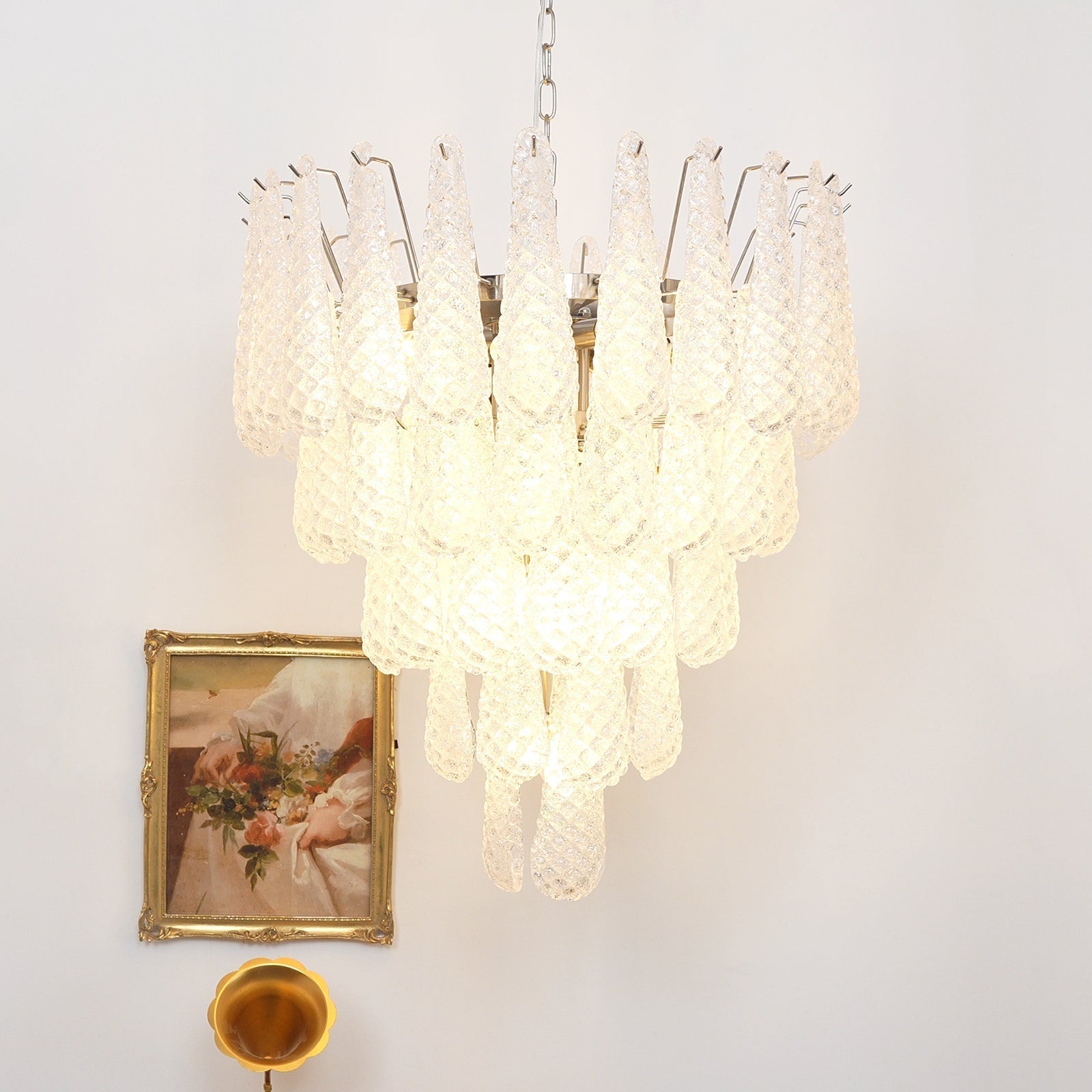 Aurora Chandelier Clear Murano Glass Dewdrop Layered - Neutralighting