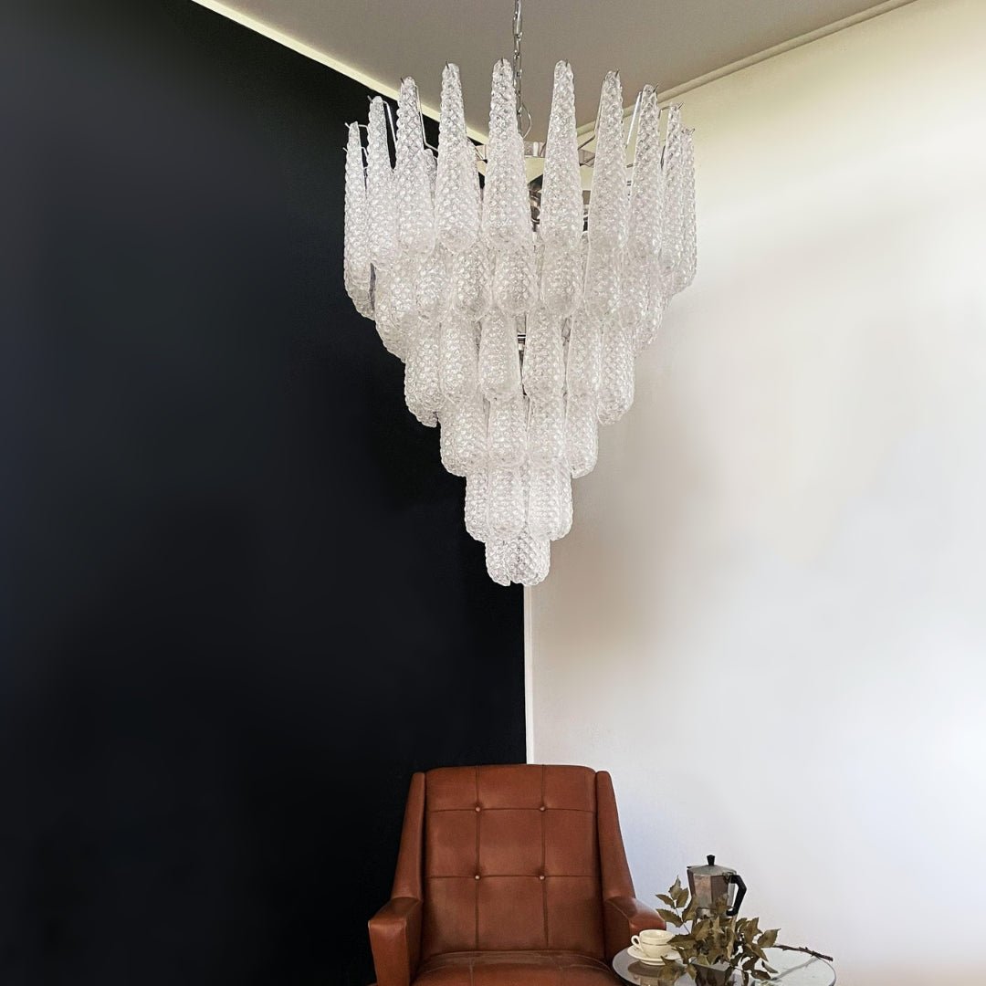 Aurora Chandelier Clear Murano Glass Dewdrop Layered - Neutralighting