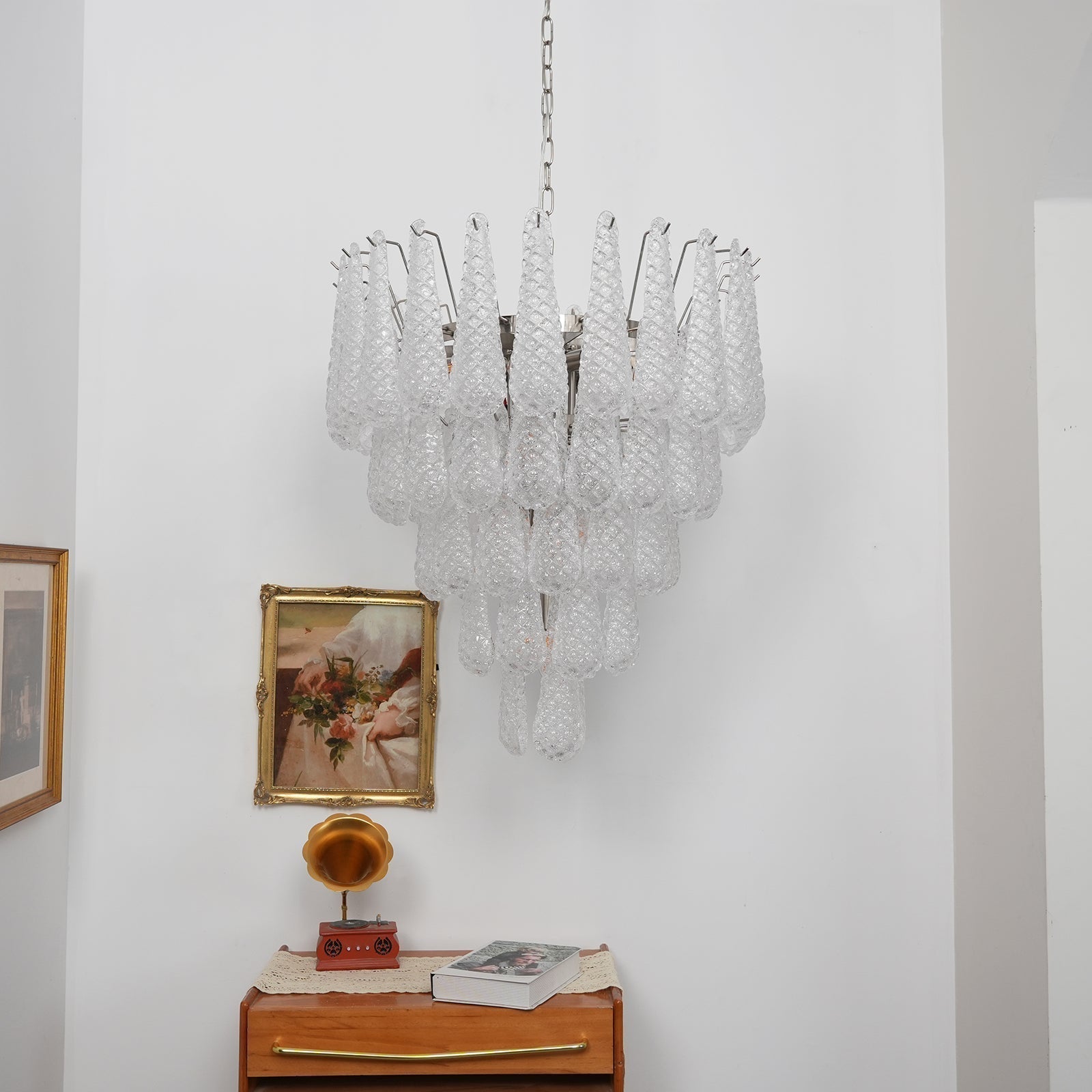 Aurora Chandelier Clear Murano Glass Dewdrop Layered - Neutralighting