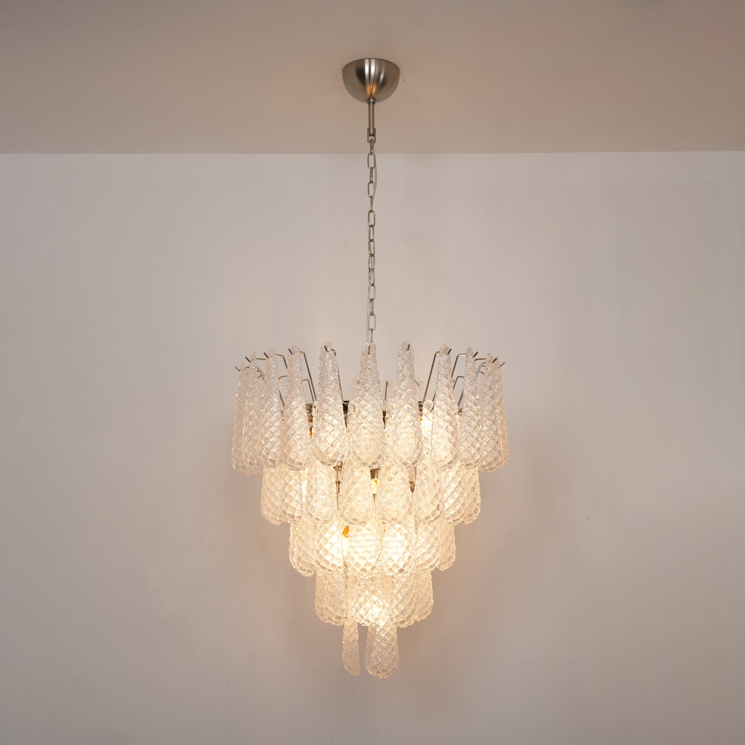 Aurora Chandelier Clear Droplets Murano Glass Waterfall Diamond - Neutralighting