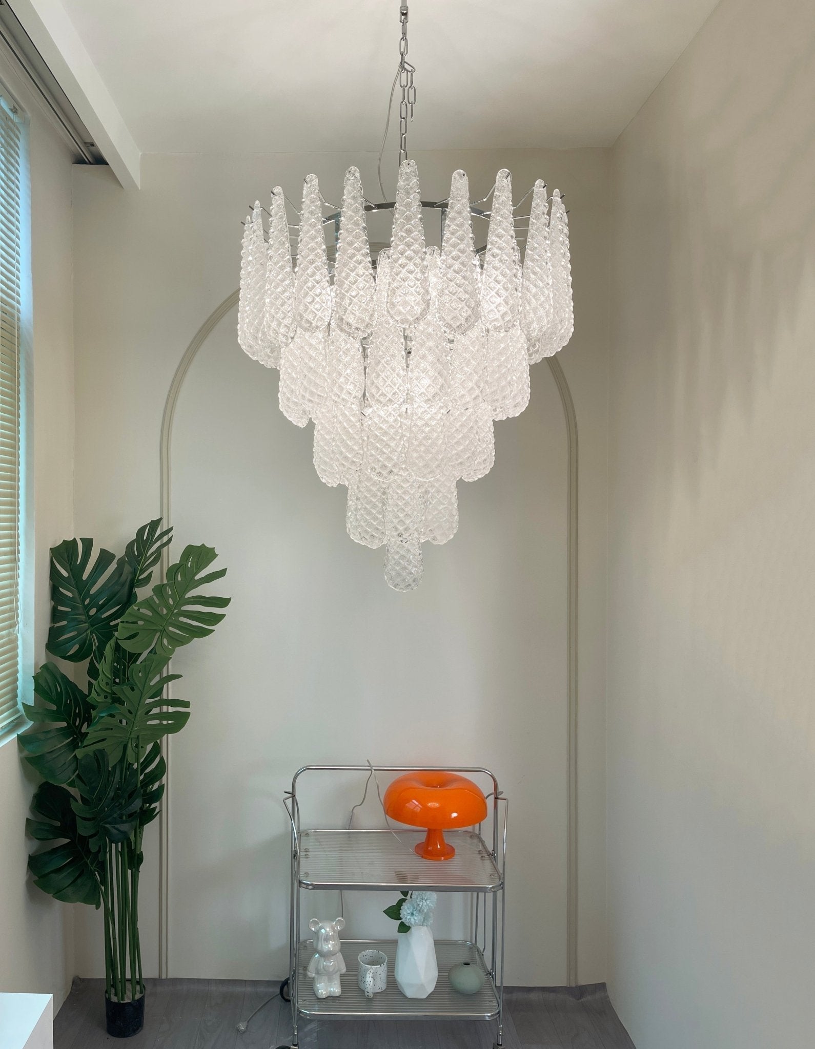 Aurora Chandelier Clear Droplets Murano Glass Waterfall Diamond - Neutralighting
