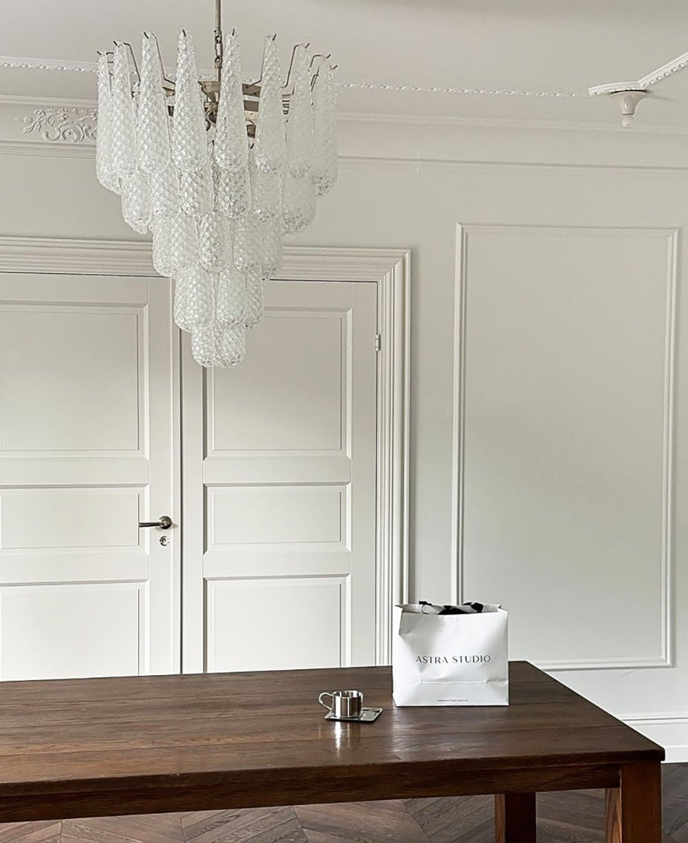 Aurora Chandelier Clear Droplets Murano Glass Waterfall Diamond - Neutralighting