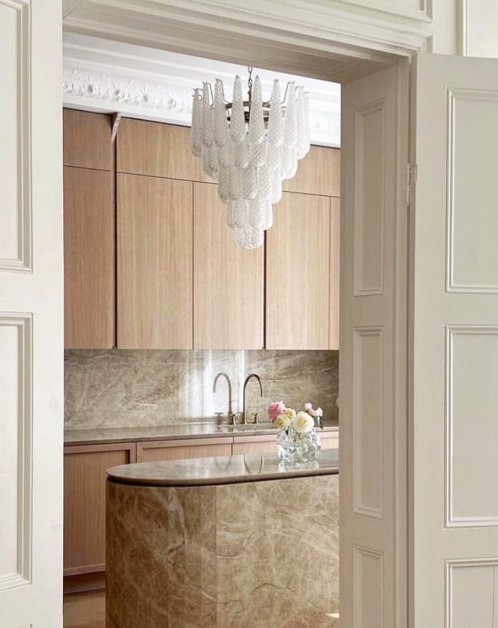 Aurora Chandelier Clear Droplets Murano Glass Waterfall Diamond - Neutralighting