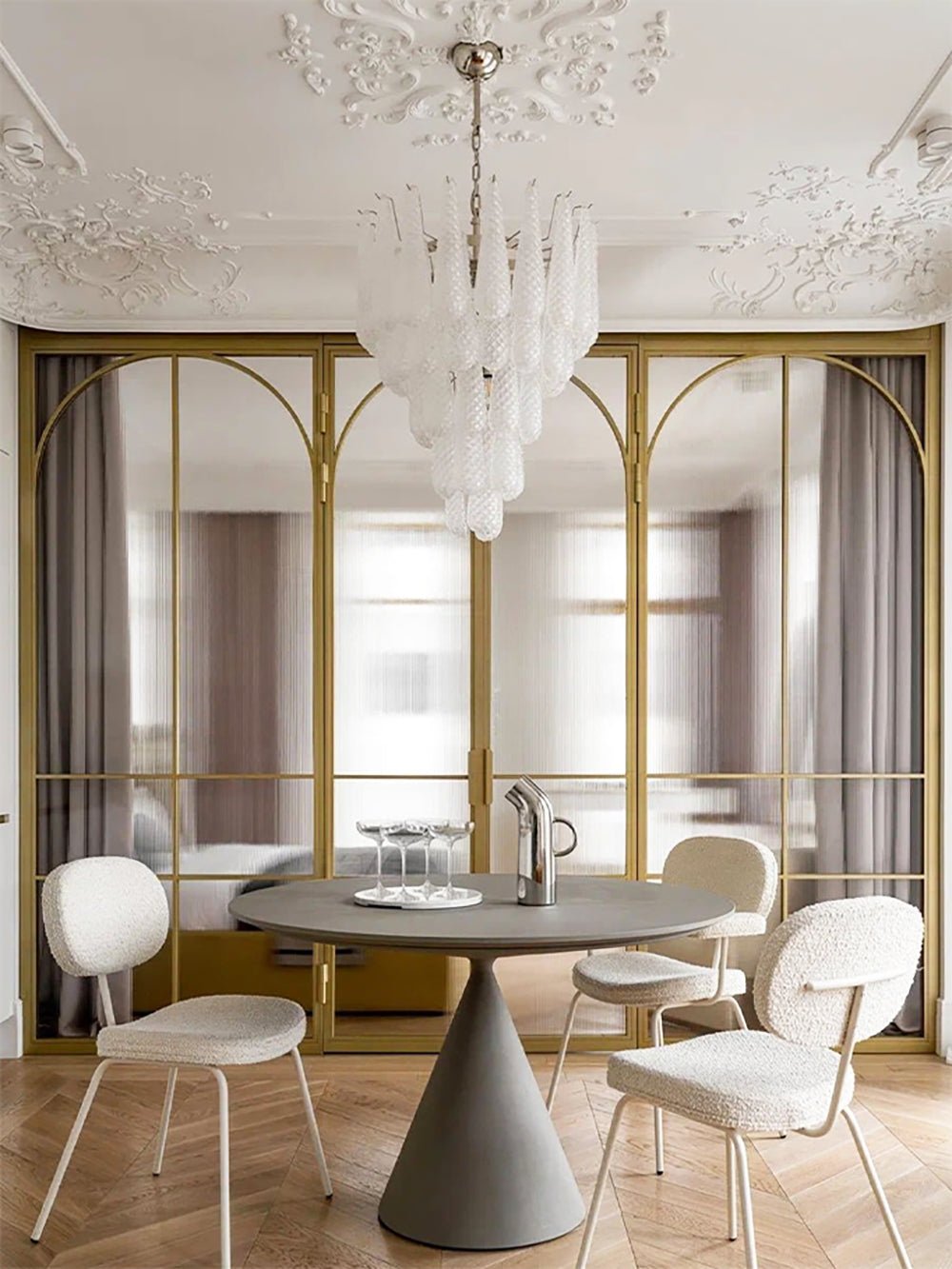 Aurora Chandelier Clear Droplets Murano Glass Waterfall Diamond - Neutralighting