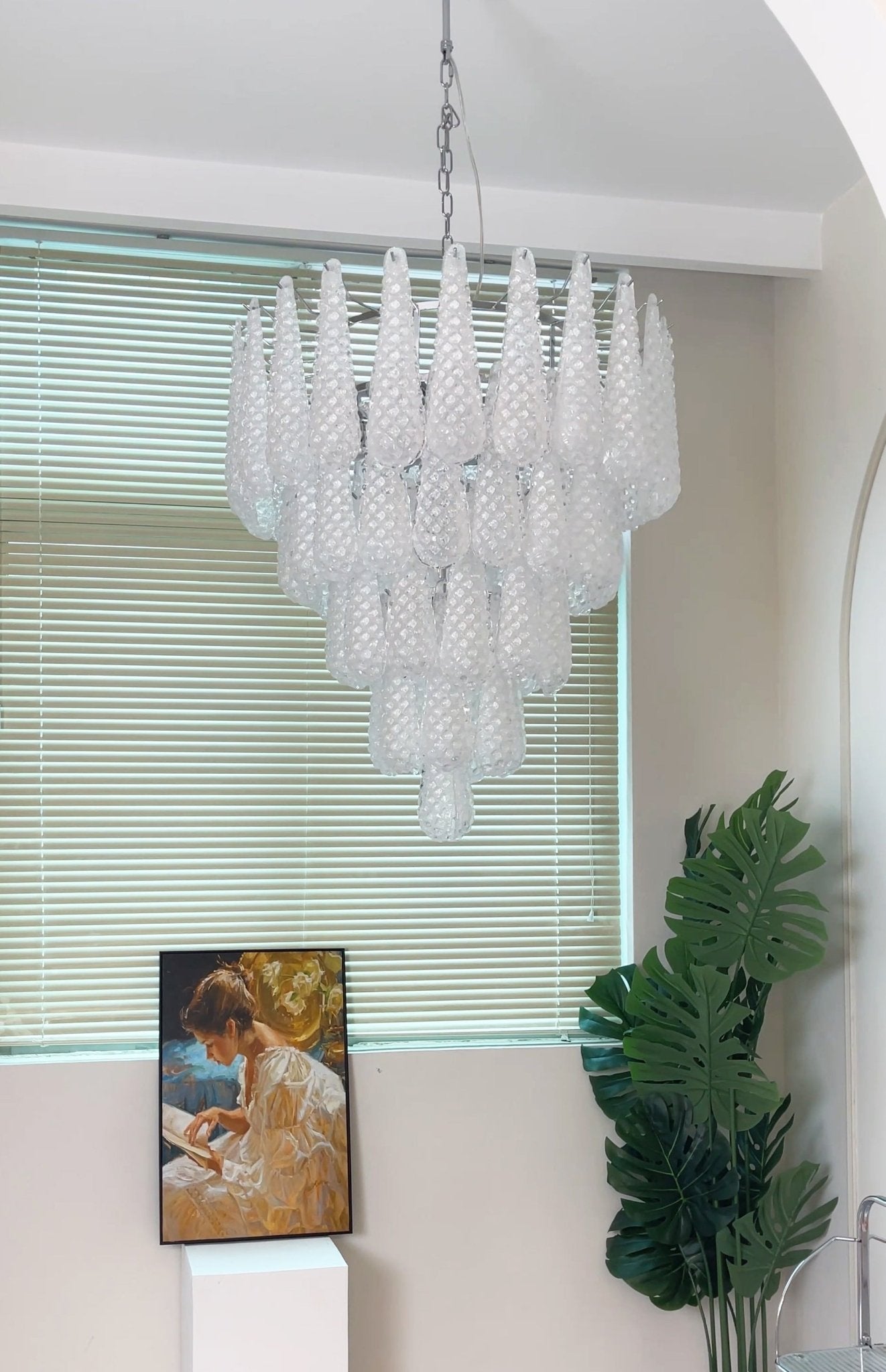 Aurora Chandelier Clear Droplets Murano Glass Waterfall Diamond - Neutralighting