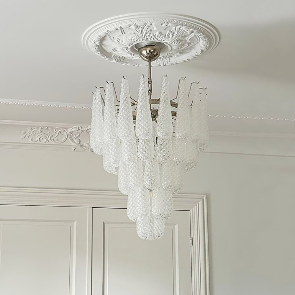 Aurora Chandelier Clear Droplets Murano Glass Waterfall Diamond - Neutralighting