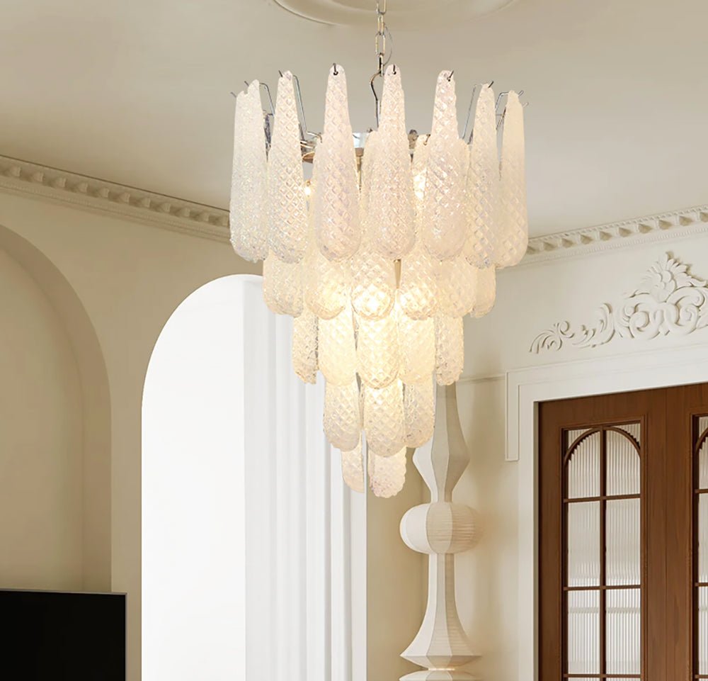 Aurora Chandelier Clear Droplets Murano Glass Waterfall Diamond - Neutralighting