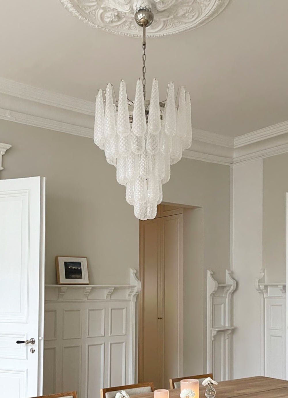 Aurora Chandelier Clear Droplets Murano Glass Waterfall Diamond - Neutralighting