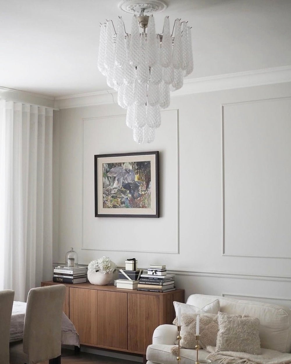 Aurora Chandelier Clear Droplets Murano Glass Waterfall Diamond - Neutralighting