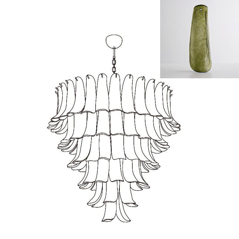 Aurora Chandelier Murano Glass Petals Vintage - Blowlighting