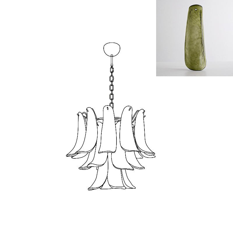 Aurora Chandelier Murano Glass Petals Vintage - Blowlighting