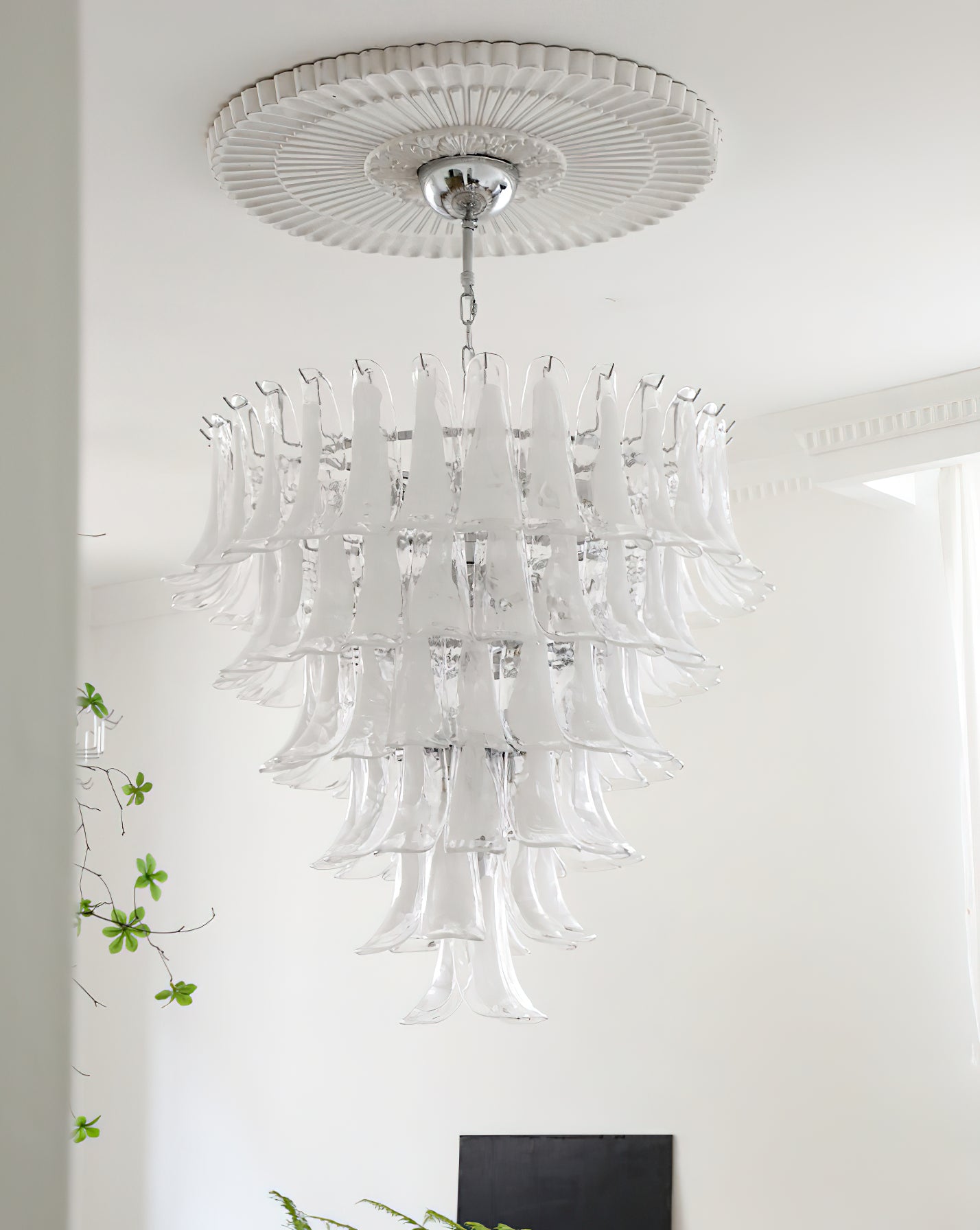 Aurora Chandelier Murano Glass Petals Vintage - Blowlighting