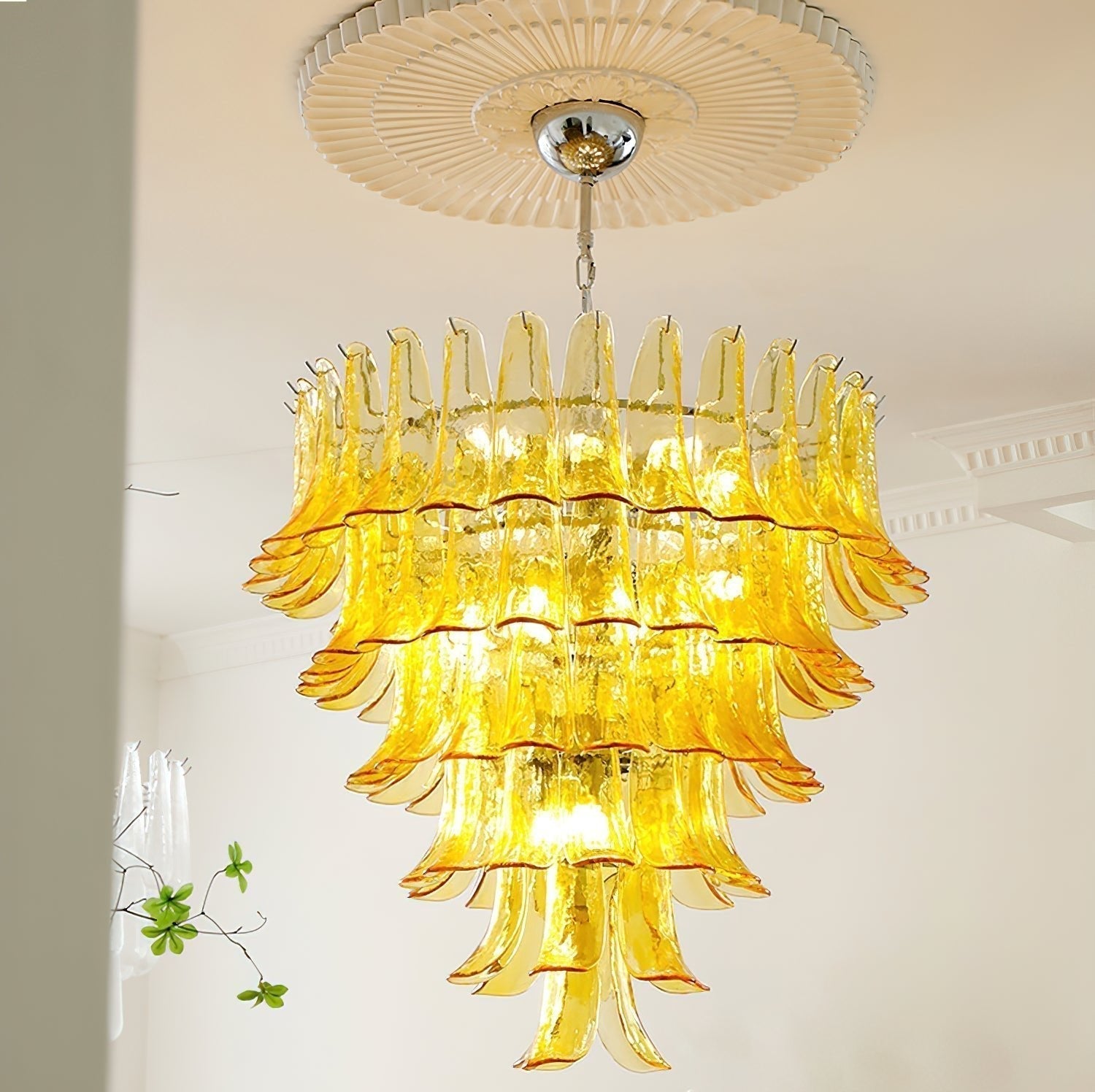 Aurora Chandelier Murano Glass Petals Vintage - Blowlighting