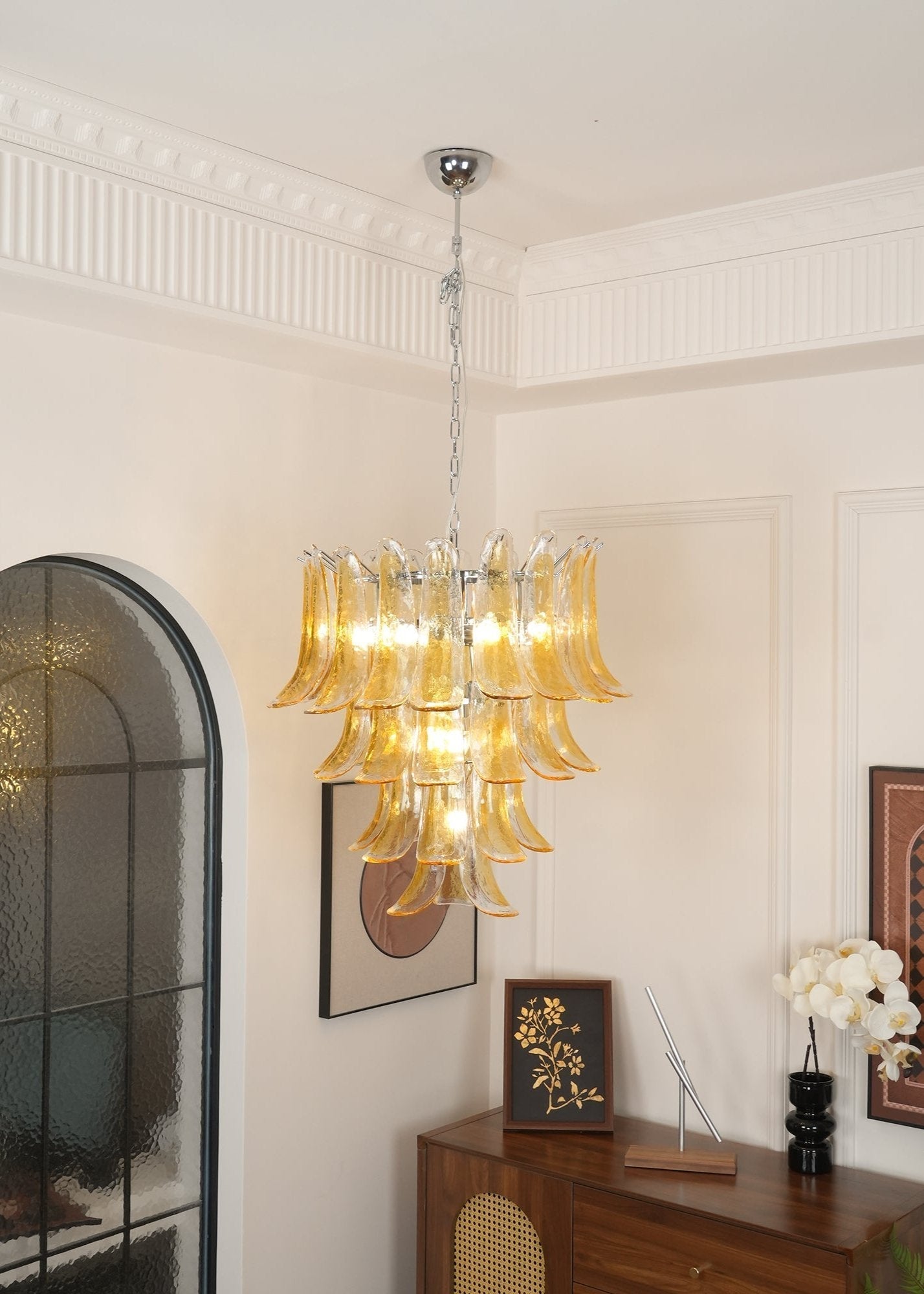 Aurora Chandelier Murano Glass Petals Vintage - Blowlighting