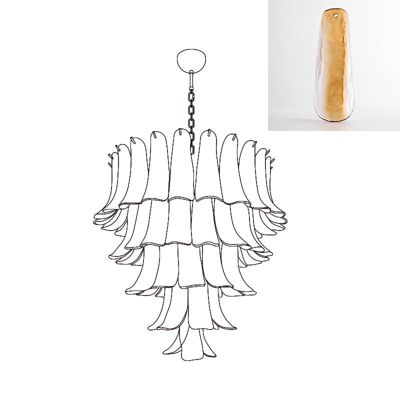 Aurora Chandelier Murano Glass Petals Vintage - Blowlighting