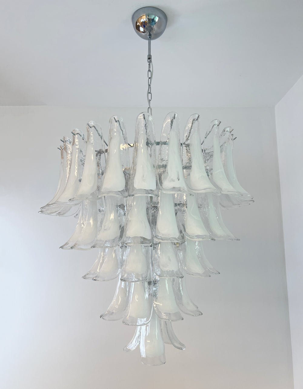 Aurora Chandelier Clear Murano Glass Petal Vintage - Blowlighting