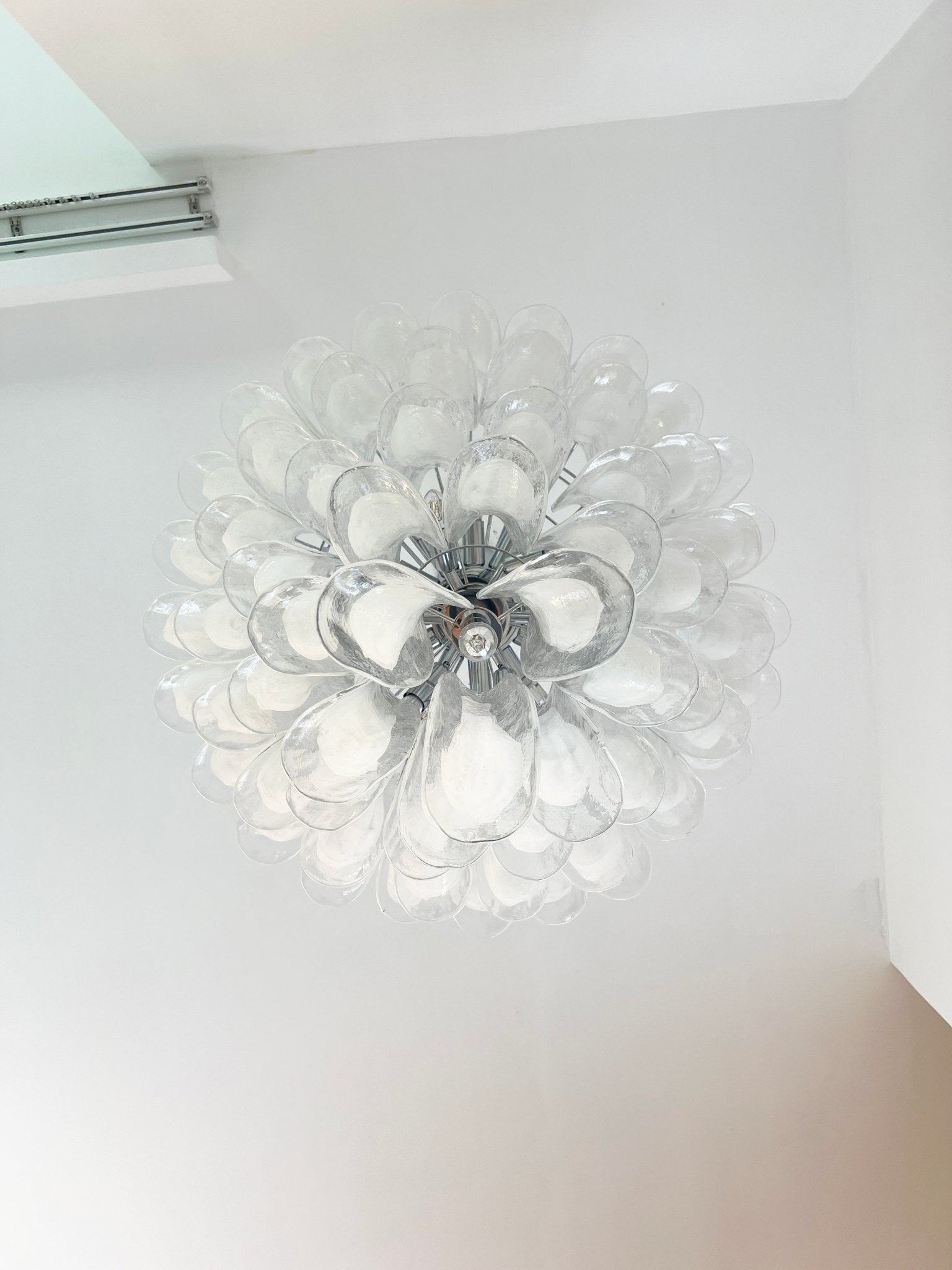 Aurora Chandelier Clear Murano Glass Petal Vintage - Blowlighting