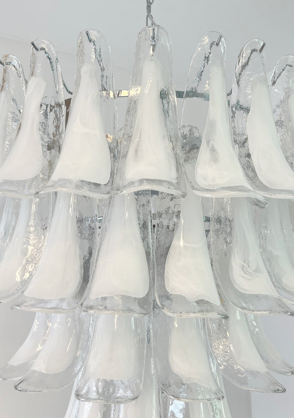 Aurora Chandelier Clear Murano Glass Petal Vintage - Blowlighting