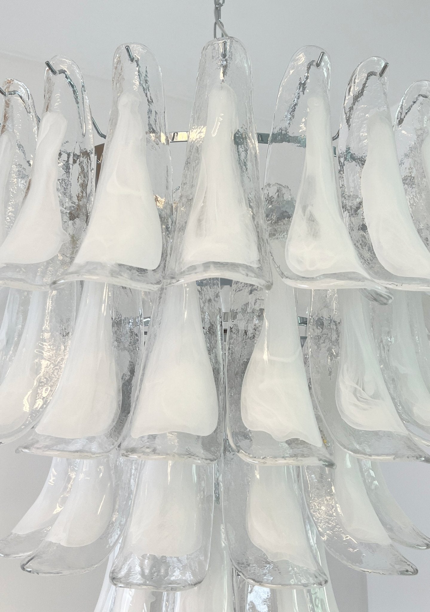 Aurora Chandelier Clear Murano Glass Petal Vintage - Blowlighting