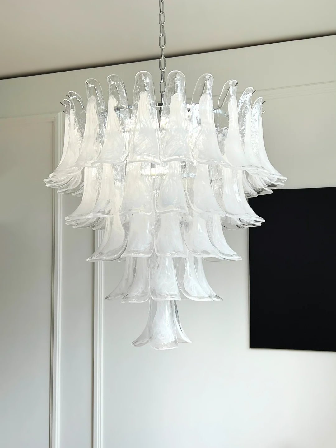 Aurora Chandelier Clear Murano Glass Petal Vintage - Blowlighting