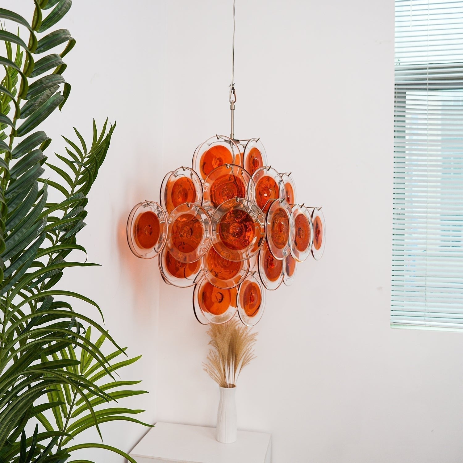 Aurora Chandelier Orange Murano Glass Disc Layered - Neutralighting