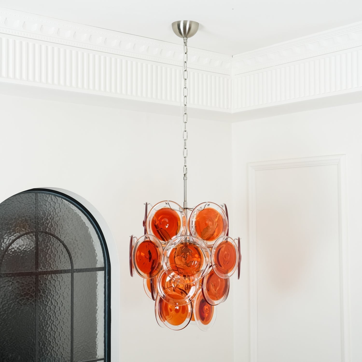 Aurora Chandelier Murano Orange Glass - Blowlighting