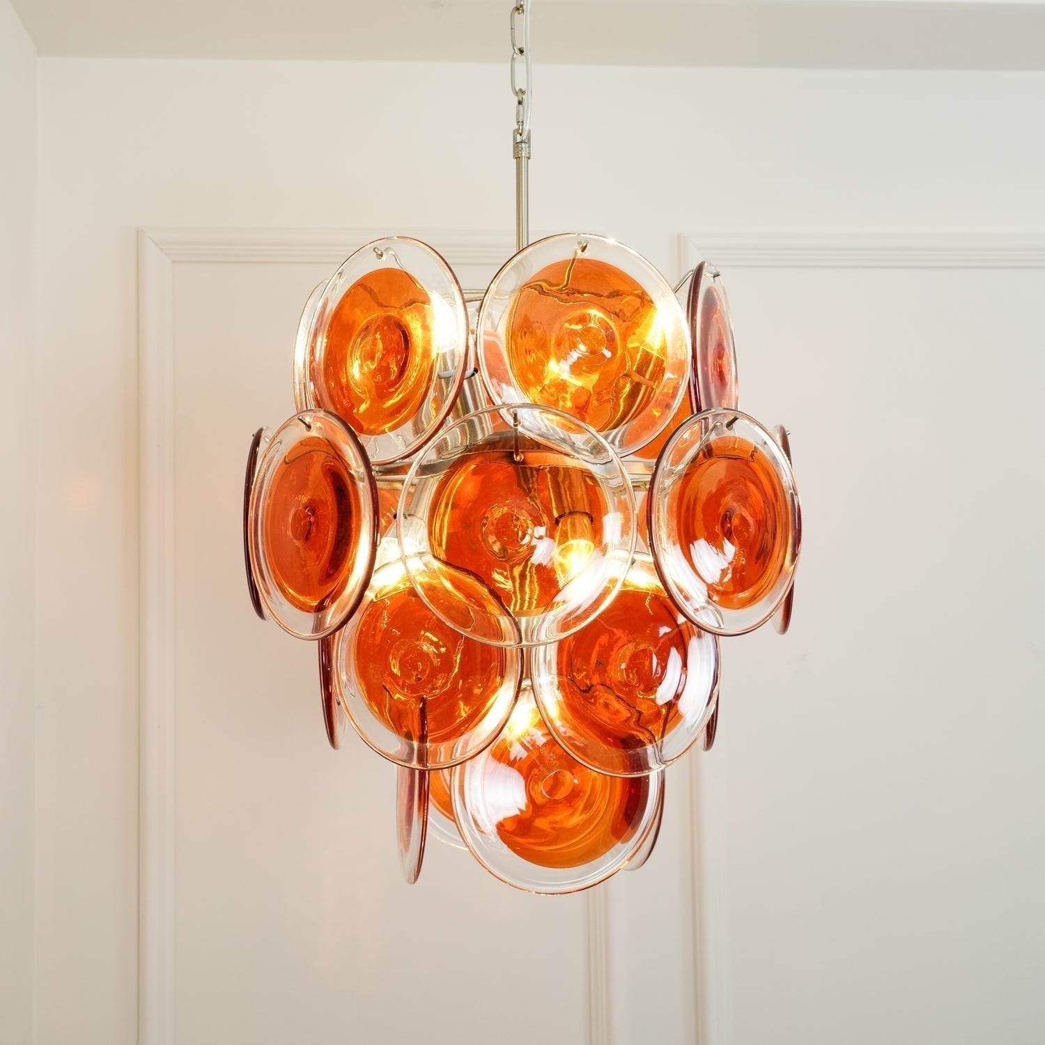 Aurora Chandelier Murano Orange Glass - Blowlighting