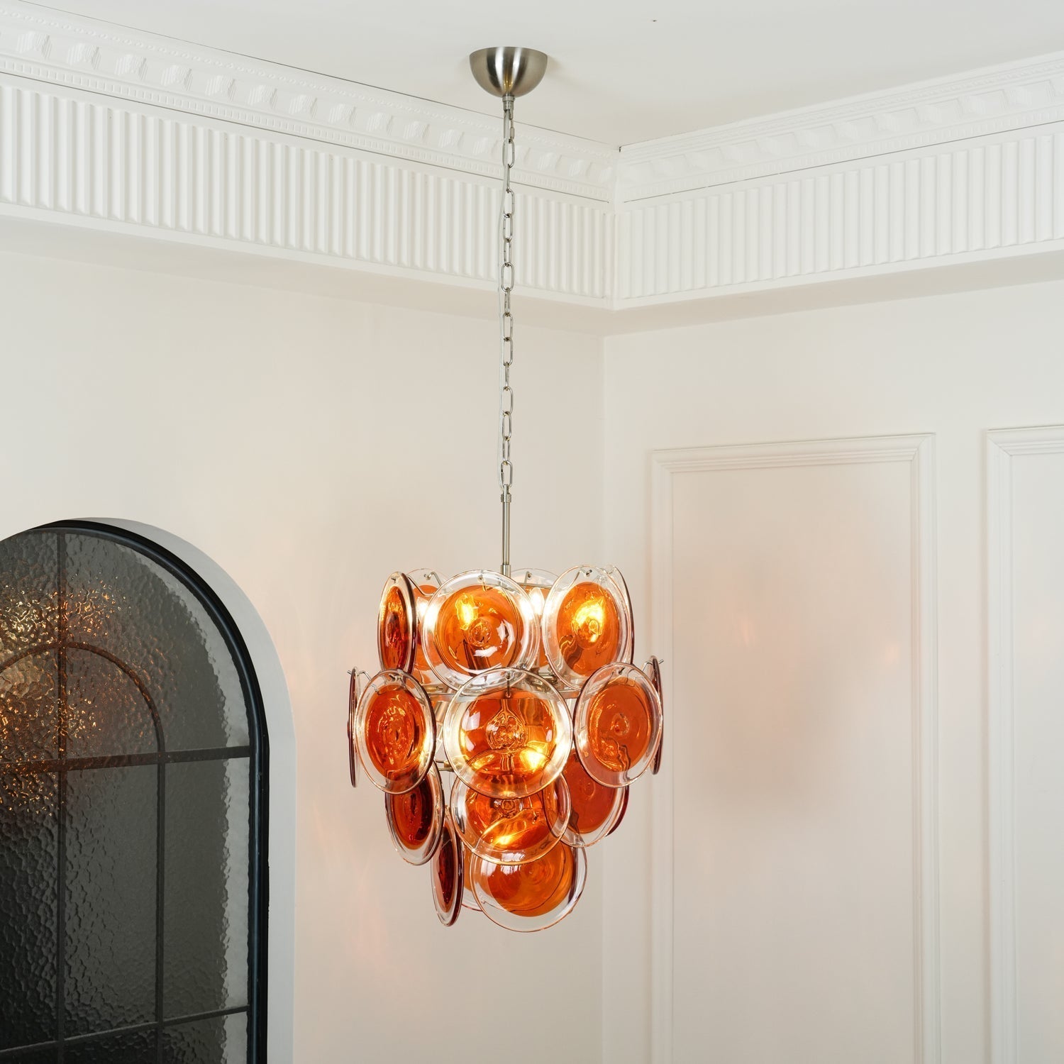 Aurora Chandelier Murano Orange Glass - Blowlighting