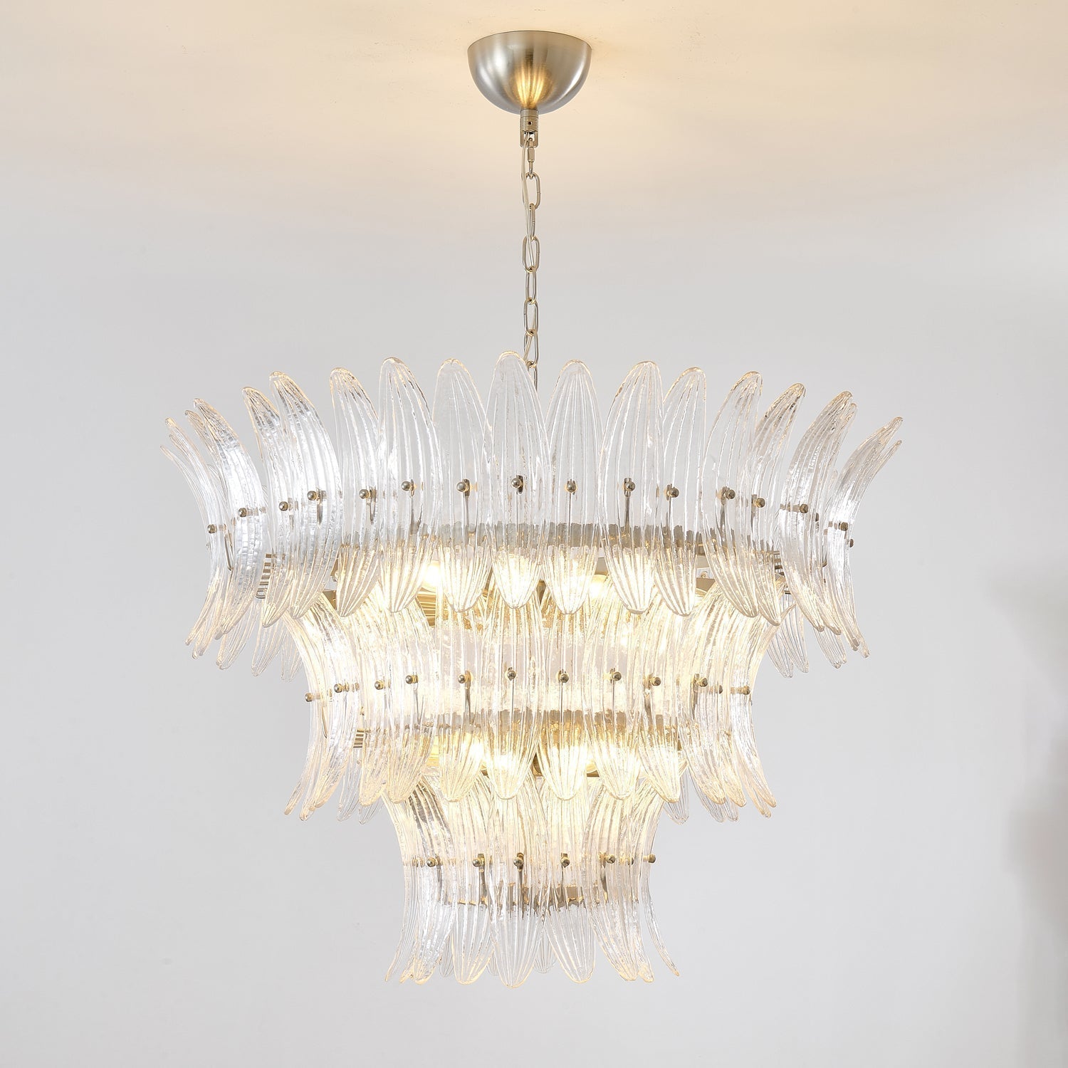 Aurora Chandelier Murano Glass Palmette Leaf Tiered - Blowlighting