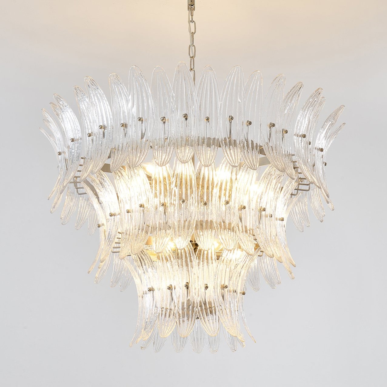 Aurora Chandelier Murano Glass Palmette Leaf Tiered - Blowlighting