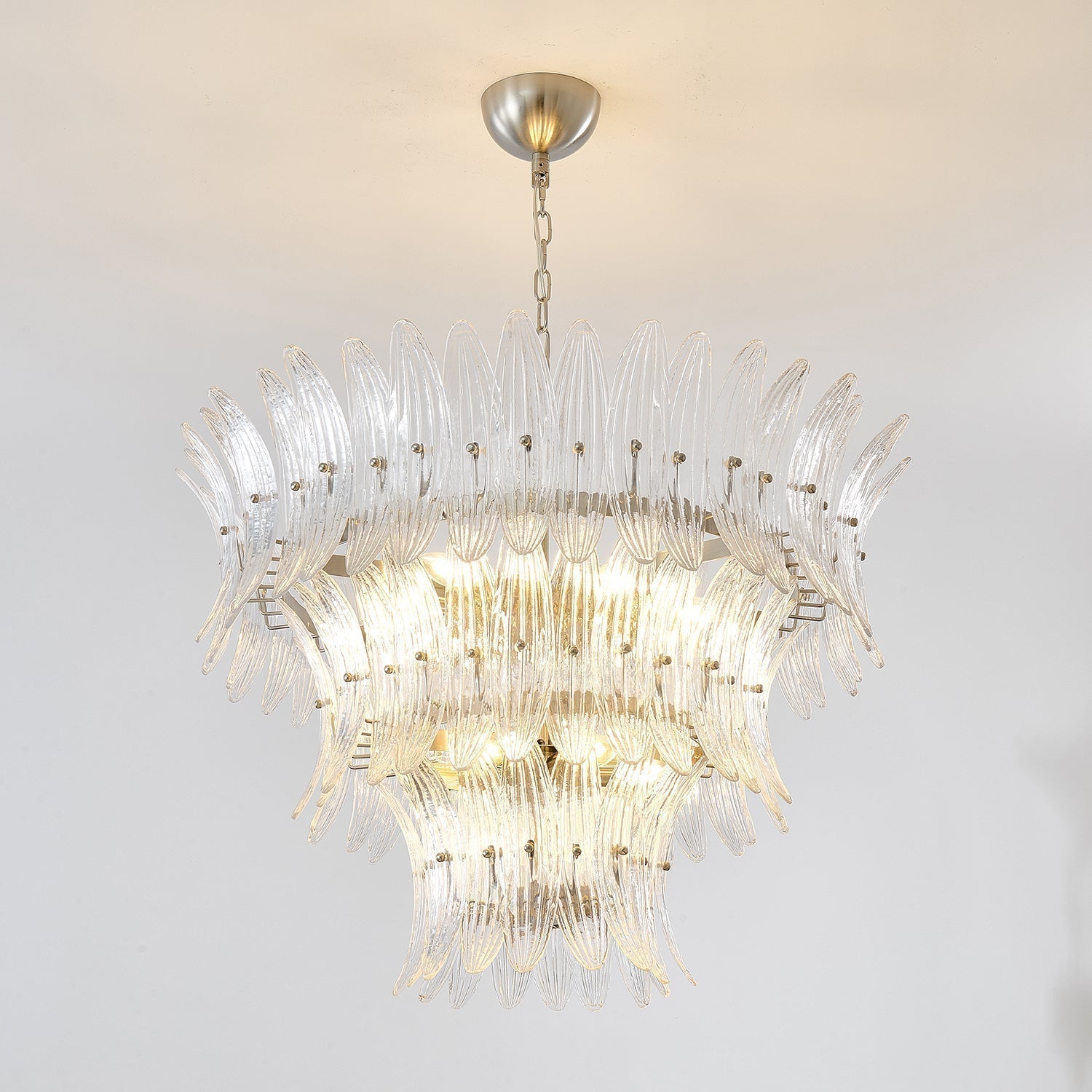 Aurora Chandelier Murano Glass Palmette Leaf Tiered - Blowlighting
