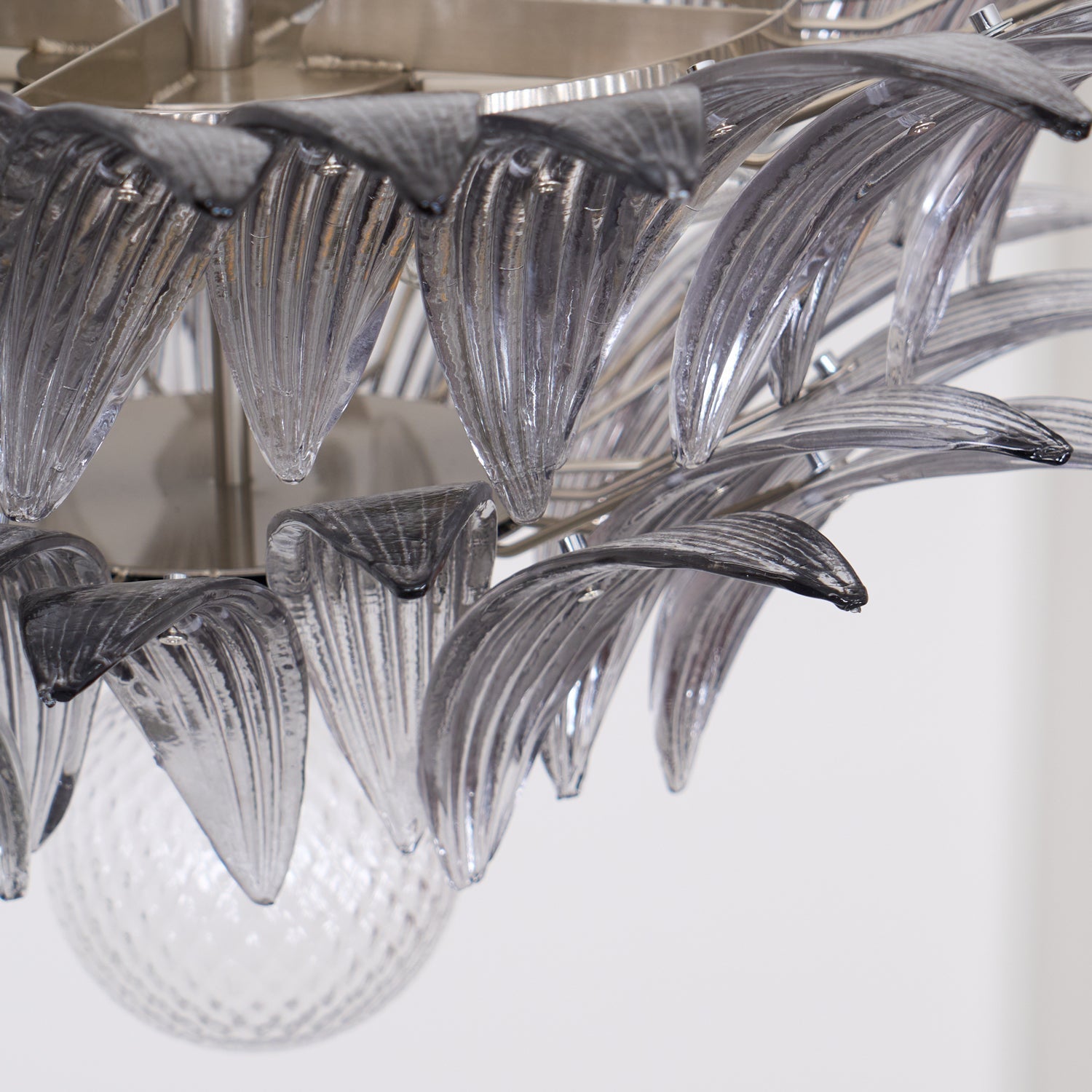Aurora Chandelier Palmette Clear Murano Glass Leaf Layered - Neutralighting